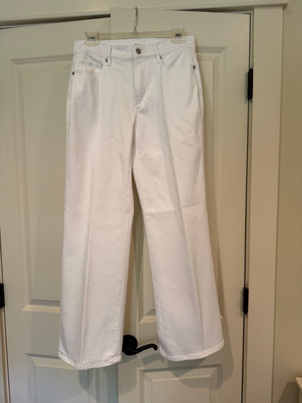 Loft Rivete Mid Rise Wide Leg Jeans, White, Size 26